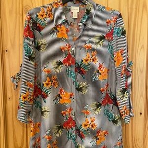 Like-New Size 0 Floral Chico’s Blouse